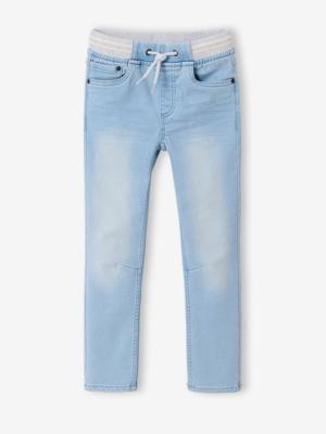 Rechte fleecebroek jongens denim look gebleekt denim