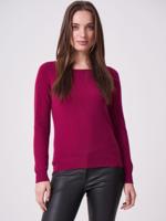 Basic fijngebreide boothals trui van biologisch cashmere