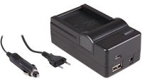 4-in-1 acculader voor Olympus BLH-1 accu - compact en licht - laden via stopcontact, auto, USB en Powerbank - thumbnail