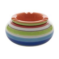 Stormasbak - rond - terras asbak - oranje - keramiek - 14 x 7 cm