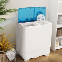 Wasmachine met 2 Kamers Wasmachine met Centrifuge en Afvoerpomp 6,5 kg Wascapaciteit en 2 kg Centrifugecapaciteit (Blauw)