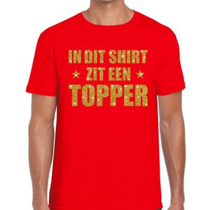 In dit shirt zit een Topper glitter tekst t-shirt rood heren