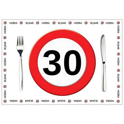 Placemat 30 jaar - 10x stuks - 42 x 30 cm - 90g - papier - verjaardag - jubileum