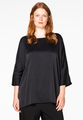 Yoek Blouse tunic SILK | Zwart | Maat 54/56
