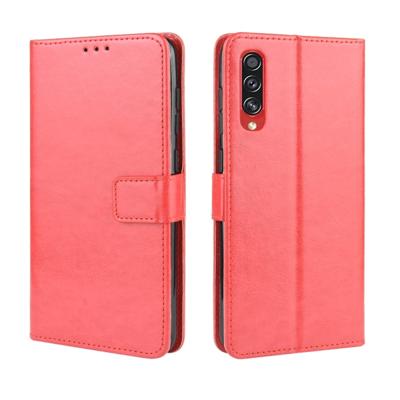 Voor Galaxy A90 5G retro Crazy Horse textuur horizontale Flip lederen draagtas met houder & kaartsleuven & fotolijstjes (rood)
