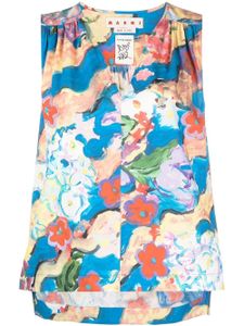 Marni blouse sans manches à fleurs - Bleu