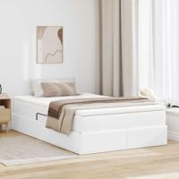 Opbergbed met matras met matras Wit 120 x 190 cm Nep Leer