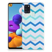 Samsung Galaxy A21s | TPU bumper | Zigzag Blauw