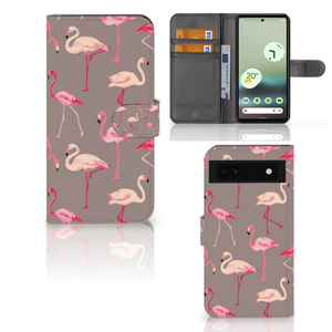 Google Pixel 6A Telefoonhoesje met Pasjes Flamingo