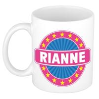 Rianne voornaam koffiemok - beker - wit/roze - 300 ml - Cadeau - Dames - Collega - Moederdag