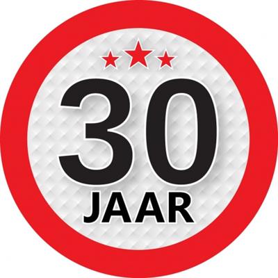 30 jaar leeftijd sticker - rond - Dia 9 cm - 30 jaar verjaardag - jubileum - leeftijd versiering