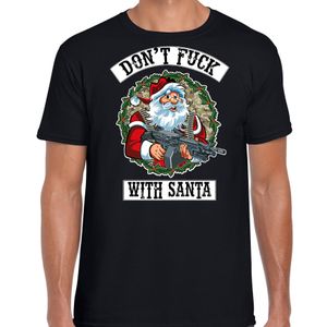 Fout Kerstshirt / outfit Dont fuck with Santa zwart voor heren