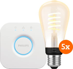 Philips Hue Filament White Ambiance Edison 5-Pack + Bridge