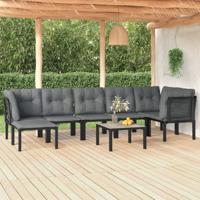 8-delige Loungeset poly rattan zwart en grijs