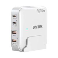 GaN netvoeding oplader - Unitek P1229AWH01-EU | 100W 2x USB-C 2x USB-A