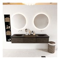 Mondiaz Bukla 180cm badmeubel met module 60 kleur dark brown met 3 lades en wastafel dubbel zonder kraangat kleur urban