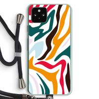 Colored Zebra: Pixel 5a 5G Transparant Hoesje met koord