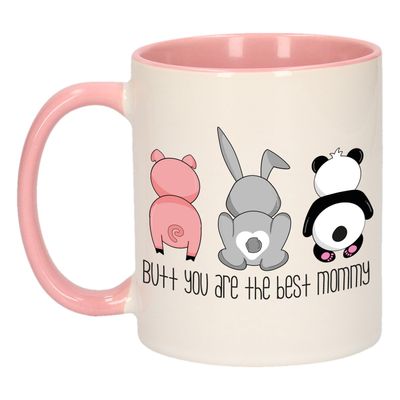 Cadeau koffie/thee mok voor moeder - roze - beste mama - keramiek - 300 ml - Moederdag