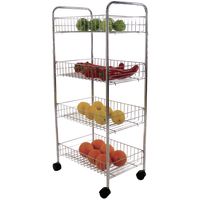 Keuken/badkamer trolley - rvs metaal - zilver - met wielen - 41 x 26 x 83 cm