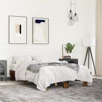 Bedframe bewerkt hout metaal gerookt eikenkleurig 140x200 cm - thumbnail