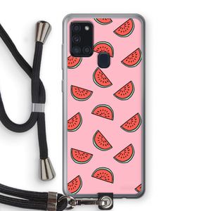 Watermeloen: Samsung Galaxy A21s Transparant Hoesje met koord