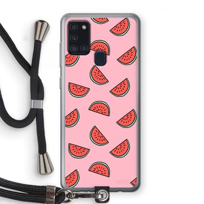 Watermeloen: Samsung Galaxy A21s Transparant Hoesje met koord