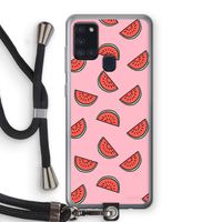 Watermeloen: Samsung Galaxy A21s Transparant Hoesje met koord