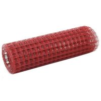 vidaXL Kippengaas 10x0,5 m staal met PVC coating rood - thumbnail