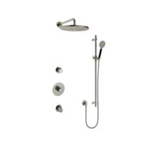 Hotbath Cobber - Inbouw Regendoucheset - Geborsteld Nikkel - 2 Stopkranen - Thermostatisch - Wandarm 38.5 cm - Hoofddouche 300 mm - Ronde Handdouche 3 Standen - Glijstang 900 mm - Waterbesparend