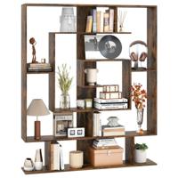 Boekenkast met 7 Niveaus Geometrische Boekenkast met 2 Anti-Kantelsets Staande Opbergorganizer Open Displayplank voor Kantoor