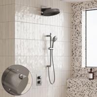 Regendouche set SaniClear Evolution Curved | 30 cm | Incl.Inbouwdeel | 2 standen handdouche | Met glijstang | RVS