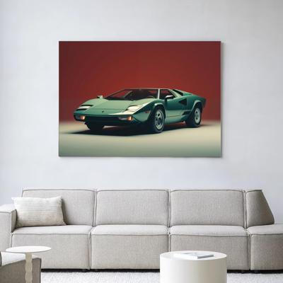 Urban Cotton Wandkleed 'Vintage Lamborghini' 145 x 190cm in Frame - black