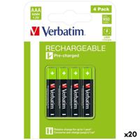 Oplaadbare Batterijen Verbatim 1,2 V AAA LR03 4 Onderdelen (20 Stuks) Oplaadbare Batterijen Verbatim 1,2 V AAA LR03 4 Onderdelen (20 Stuks)