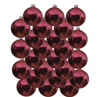 24x Kerst rode glazen kerstballen 6 cm glans