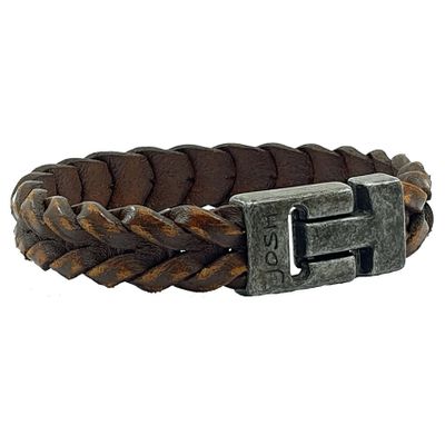 JOSH 24941-BRA-VB-CO Armband leder cognac-vintage zwart 15 mm