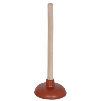 Robuuste gootsteen ontstopper/plopper - hout/rubber - 11 x 30 cm