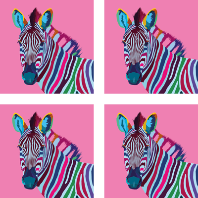 Moderne onderzetters Zebra popart
