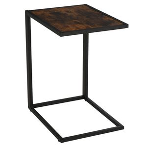 HOMCOM bijzettafel in C-vorm, koffietafel, salontafel, statafel, tafel, metaal, MDF, rustiek-bruin, 40,6 x 50,8 x 64,2 cm | Aosom Netherlands