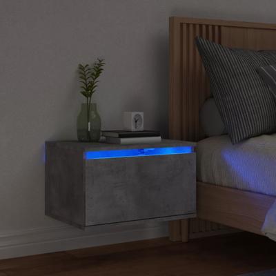 Nachtkastje met LED's wandgemonteerd betongrijs