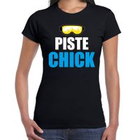 Apres ski t-shirt Piste Chick zwart dames - Wintersport shirt - Foute apres ski outfit