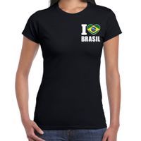 I love Brasil t-shirt Brazilie zwart op borst voor dames