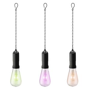 Set van 3x stuks groene, oranje en roze solar tuinverlichting hanglampen kunststof 20 cm