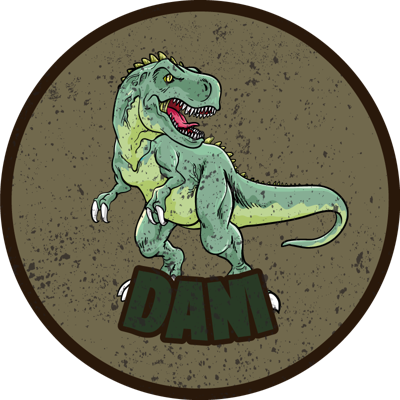 Groene achtergrond dino met naam vinyl tapijt