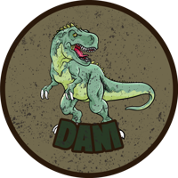 Groene achtergrond dino met naam vinyl tapijt