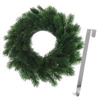 Kerstkrans 35 cm - groen - met zilveren hanger/ophanghaak - kerstversiering - Kerstkransen