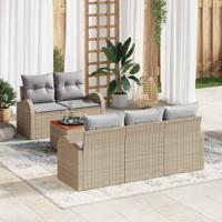 Tuinbankenset met opslag 6 pcs Beige en Licht Grijs poly rattan