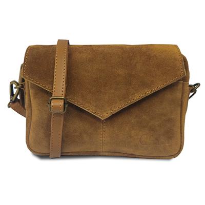 Chabo Bags Envelop Schoudertasje Rio Romy Suede Licht Cognac