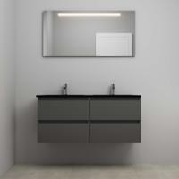 On-Line Badkamermeubelset - 120 cm - Voorgemonteerd - Ladestructuur - Acryl Wastafel - 2 Kraangaten - Spiegel met LED-Verlichting - Mat Antraciet