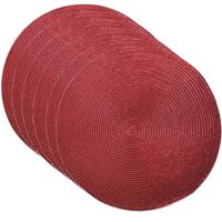 Placemat - Set van 6x stuks - metallic rood - dia 38 cm - rond - onderlegger - kerstdiner/diner plac