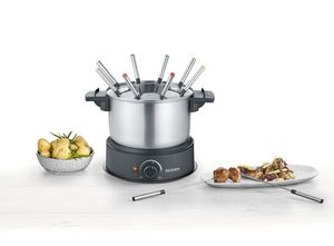 Severin 2470 Fondue 1500 W 8 fonduevorkjes RVS (geborsteld), Zwart